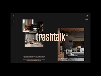 trashtalk® Interior Studio N° 07 architecture canvas interior layout studio transition typography unique video webdesign website