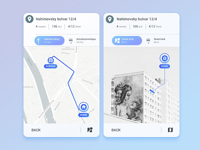 homeapp flat card^ location^ street view application mobile ui ux web