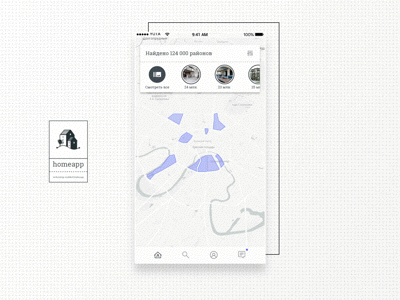 homeapp map search animation cards design map search ui ux