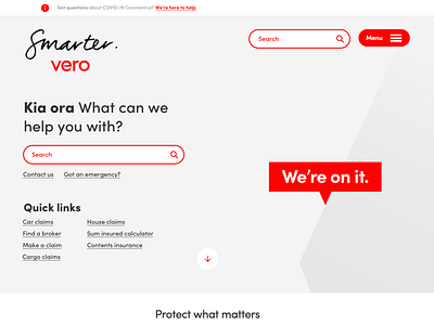 Vero Insurance - home page visual design refresh