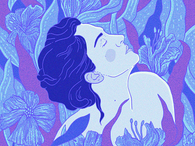 Wonderful world art blue design dreaming girl illustration spring woman