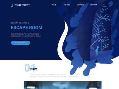 Try your imagination. Landing Page blue dark theme design dreaming illustraion landing page procreate project ui web web design