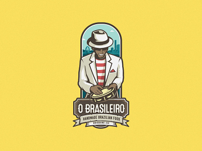 O BRASILEIRO RESTAURANT australia brand branding brazil brazilian emblem food graphics identity illustration illustrator logo logo design restaurant samba vector