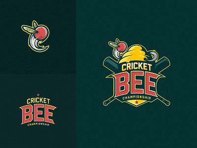 CRICKET BEE CHAMPIONSHIP badge bee championship cricket cricket logo design emblem graphics hive honey identity illustration illustrator logo logo design sports sports logo typography vector