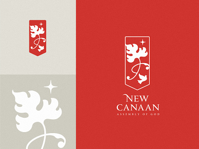 New Canaan Assembly of God brand branding christ christian church dove emblem god graphics jesus logo logo design star temple vector