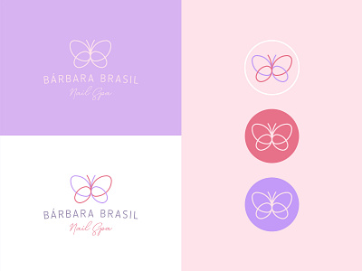 Bárbara Brasil Nail Spa beauty beauty salon brand branding design feminine graphics identity logo logo design love minimal pink salon spa typographic typography vector woman women