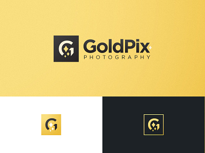 Goldpix Photography black brand branding design gold golden graphics identity logo logo design photographer photography photography branding photos shine typography vector yellow