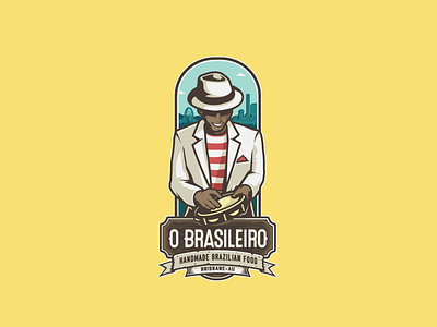 O Brasileiro Restaurant australia brazil brazilian brisbane emblem food handmade logo malandro restaurant samba yellow