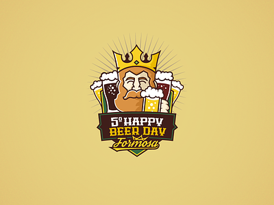 5th Happy Beer Day alcohol beer chopp color crown emblem festival king logo retro yellow
