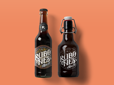 Rubones Craft Brewery apa beer bottle brewery chopp identity illustration label labelling lettering logo