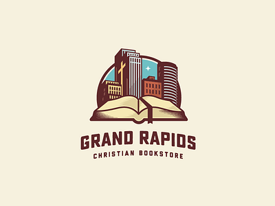 Grand Rapids Christian Bookstore bible bookstore christian church city god illustration jesus logo religion star usa