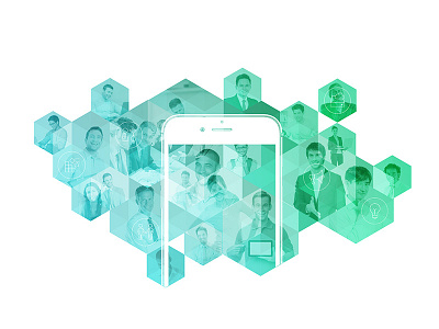 Peoples Behind Successful App business geometric hexagonal iphone overlay peoples