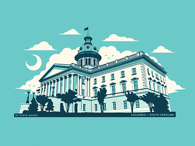 SC statehouse 3 colors architecture building columbia columbia sc drawing illustration south carolina state house