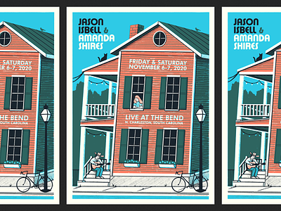 Isbell & Shires in Charleston amanda shires bicycle charleston gig poster illustration jason isbell poster poster graphic south carolina