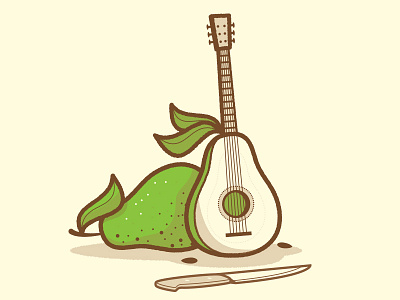 Pear Lute design fruit guitar illustration pear vector