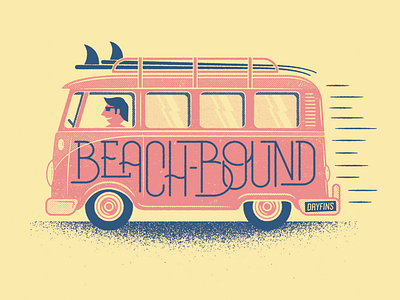 beach bound beach illustration surf van vanlife volkswagen