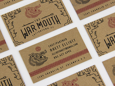 War Mouth cards branding business cards chef pig restaurant war mouth