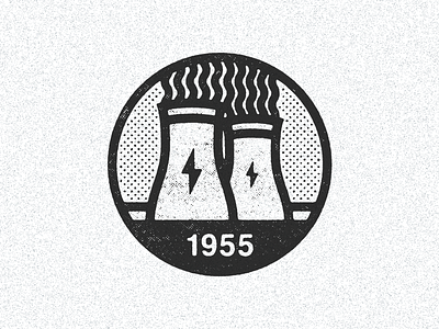 July 18, 1955 atomic daily history electricity energy icon illustration nuclear reactor stacks