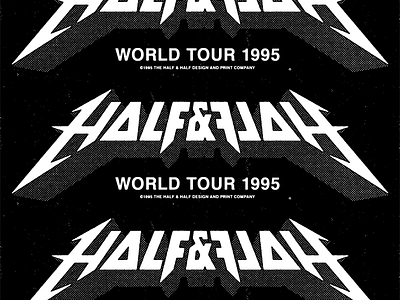 Halftallica 1995 bumper sticker heavy shit illustration loud metal metal logos type typography world tour