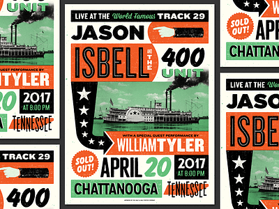 Isbell Chattanooga chattanooga country music design illustration jason isbell riverboat tennessee type