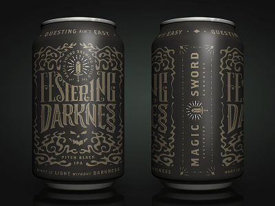 Festering Darkness adobe beer branding brewing can fantasy label magic packaging