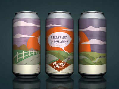 I want my 2 dollars! adobe beer brewery brewing can illustration landscape packaging trophy