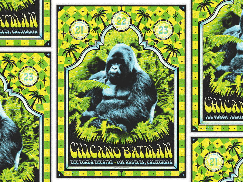 Chicano Batman LA chicano batman fonda theater gig poster gorilla illustration ishmael la psyche tropicalia wavy