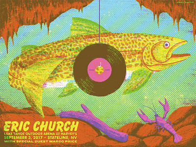lake tahoe night 2 3colorboywonder crawdad eric church fish fishin gig poster illustration oh wow pretty neat purple stick yeehaw yeet