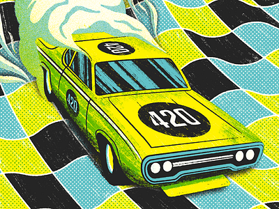 trey anastasio 4/20 420 bump in the trunk burnout burnt tf out gig poster grippin grain hotbox illustration phish racecar trey anastasio whippin