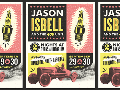 Jason Isbell Charlotte burnout car charlotte gig poster i wanna go fast illustration jason isbell nascar racing room spark plug
