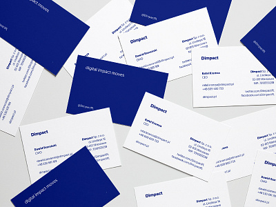 Dimpact digital impact moves blue branding business card business cards cards digital impact dimpact id it logo white