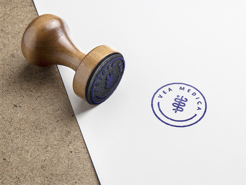 Vea Medica blue logo mark mark identity id lifestyle medicine rubber stamp stamp branding logotype logo