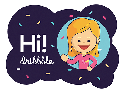 Hi Dribbble - First Shot! artline character community debut elements first flatline girl illustration shot ui ux