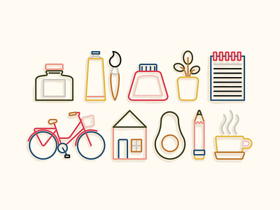 My essentials bicycle bristol design drawing icons icons set illustration pen and paper