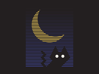 Night Watch animal art artwork cat design geometric geometry graphic design illustration moon night vector