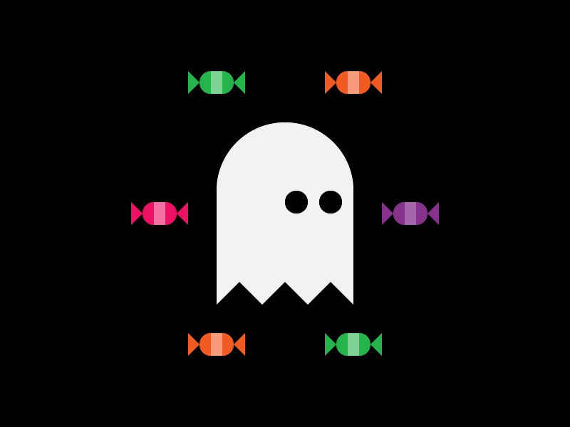 Spooky Treats animated animation art artwork candy cute design flat geometric geometry ghost ghosts gif graphic design halloween illustration lollies loop motion treats