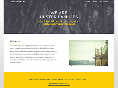 Ulster Families blue history website yellow