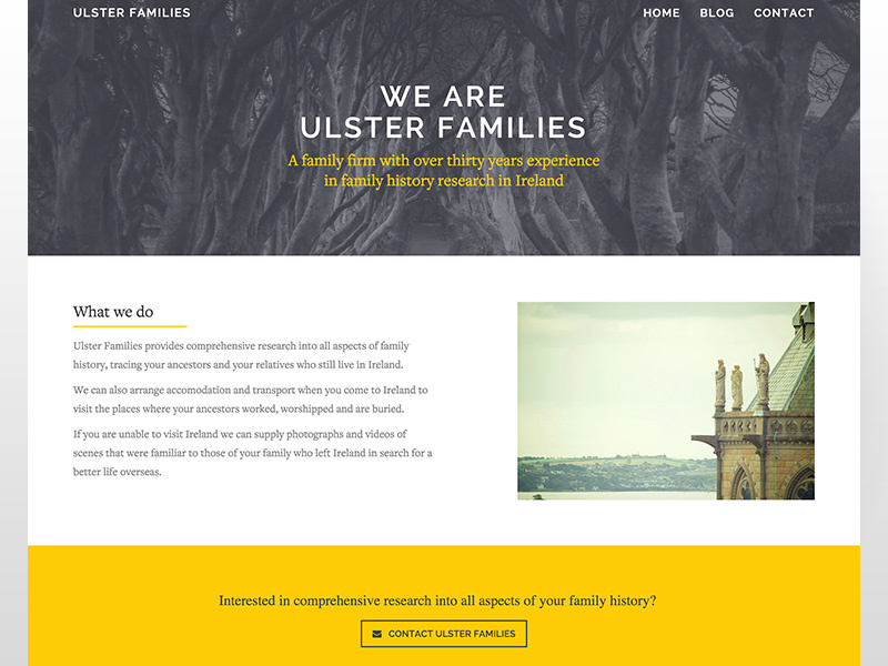 Ulster Families history blue yellow website