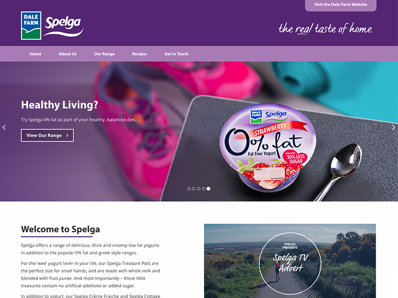 Spelga yogurt dairy food purple web design
