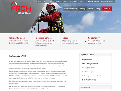 Arch Training Website background image navigation ui design web design website