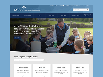 NCCA - Irish Curriculum Website banner blue education layout web design website