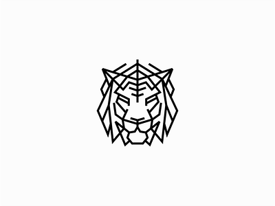 Tiger animal branding design flat geometric lines logo mark tiger vector wild