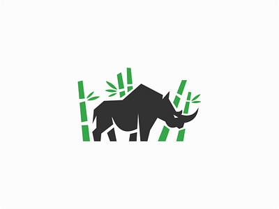 Rhino & Bamboo animal bamboo branding design flat geometric logo mark rhino strong vector wild
