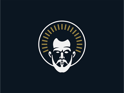 Urban Saint logo for Sale barber beard branding design evil face flat geometric illustration logo man mark modern people portrait premium saint sale urban vector