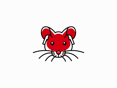 Red Mouse airpods animal branding design lines logo mark mouse red