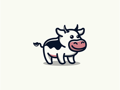 Small Cow Logo for Sale animal branding cartoon cow design illustration little logo mark mascot sale vector