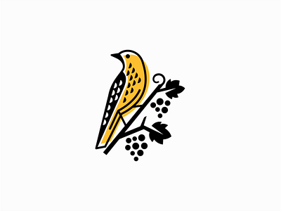 Pirol Bird and Vine bird branding design geometric grape grapes leaf leaves logo mark organic pirol vector vine wine