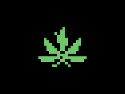 8bit Cannabis Leaf Logo for Sale 8bit branding cannabis cbd design geometric leaf logo mark pixel pixel art sale vector
