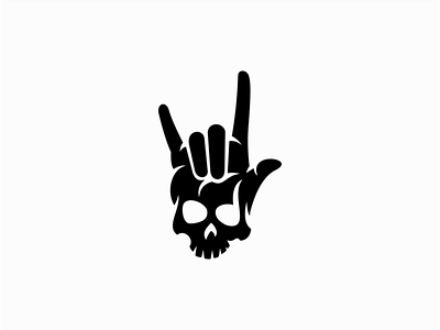 "I Love You" Sign Language Skull Logo for Sale branding death design devil emblem evil flat geometric horns illustration logo mark music rock sale sign sign of the horns skull skull art vector