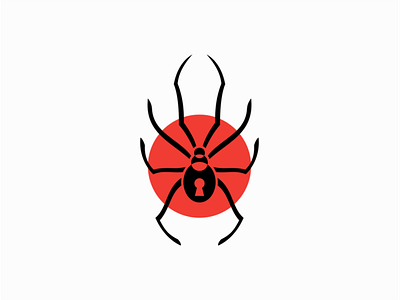 Black Widow with Keyhole Logo for Sale animal black widow branding design escape room geometric horror illustration insect key keyhole logo mark mistery sale vector